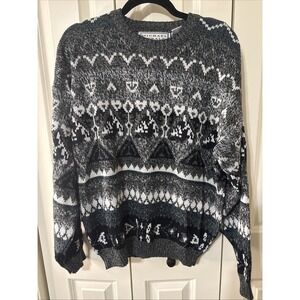 Michael Gerald Men's Vintage Knit Sweater Multi-Colored Striped, Size Large